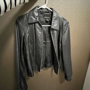 Leather zipped jacket size S